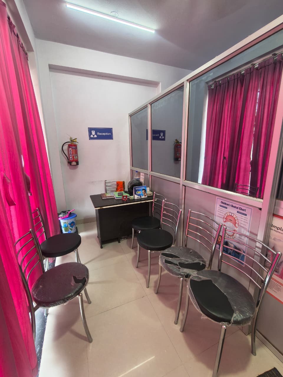 Treatment room with awards shelf